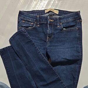 Hollister Women's Skinny Jeans in Dark Blue Denim